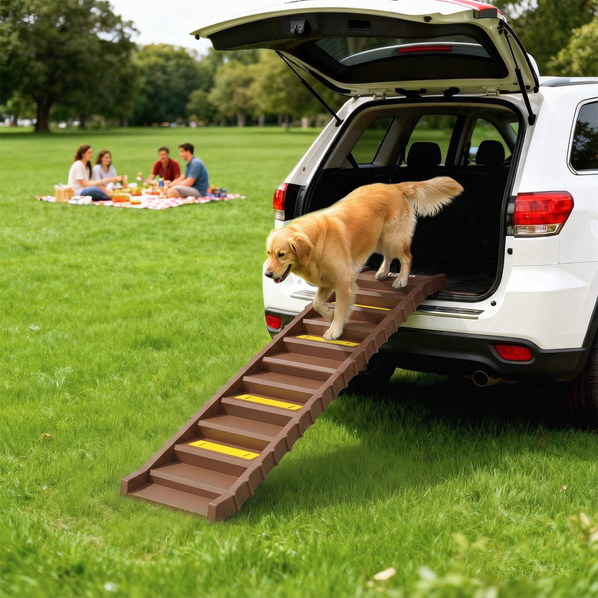 Foldable Dog Car Ramp - Brown 60" Anti-Slip Pet Steps for SUVs-Dogs-DECOROLALA