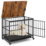 Foldable Dog Crate Furniture with Removable Tray and Lockable Door-L-Dog Kennels-DECOROLALA