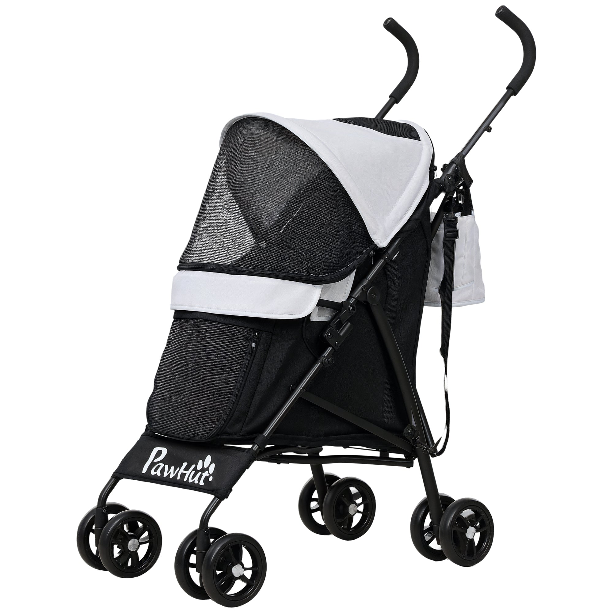 Foldable Dog Stroller, Lightweight Dog Pram w/ Shoulder Strap, Storage Bag, Cup Holder, Light Grey-Dogs-DECOROLALA