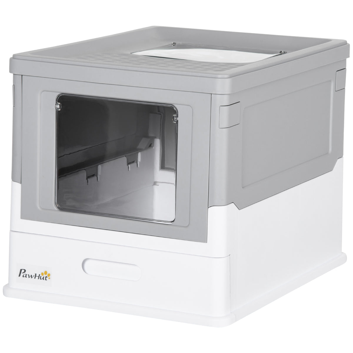 Foldable Enclosed Cat Litter Box with Scoop and Tray - Grey-Cats-DECOROLALA