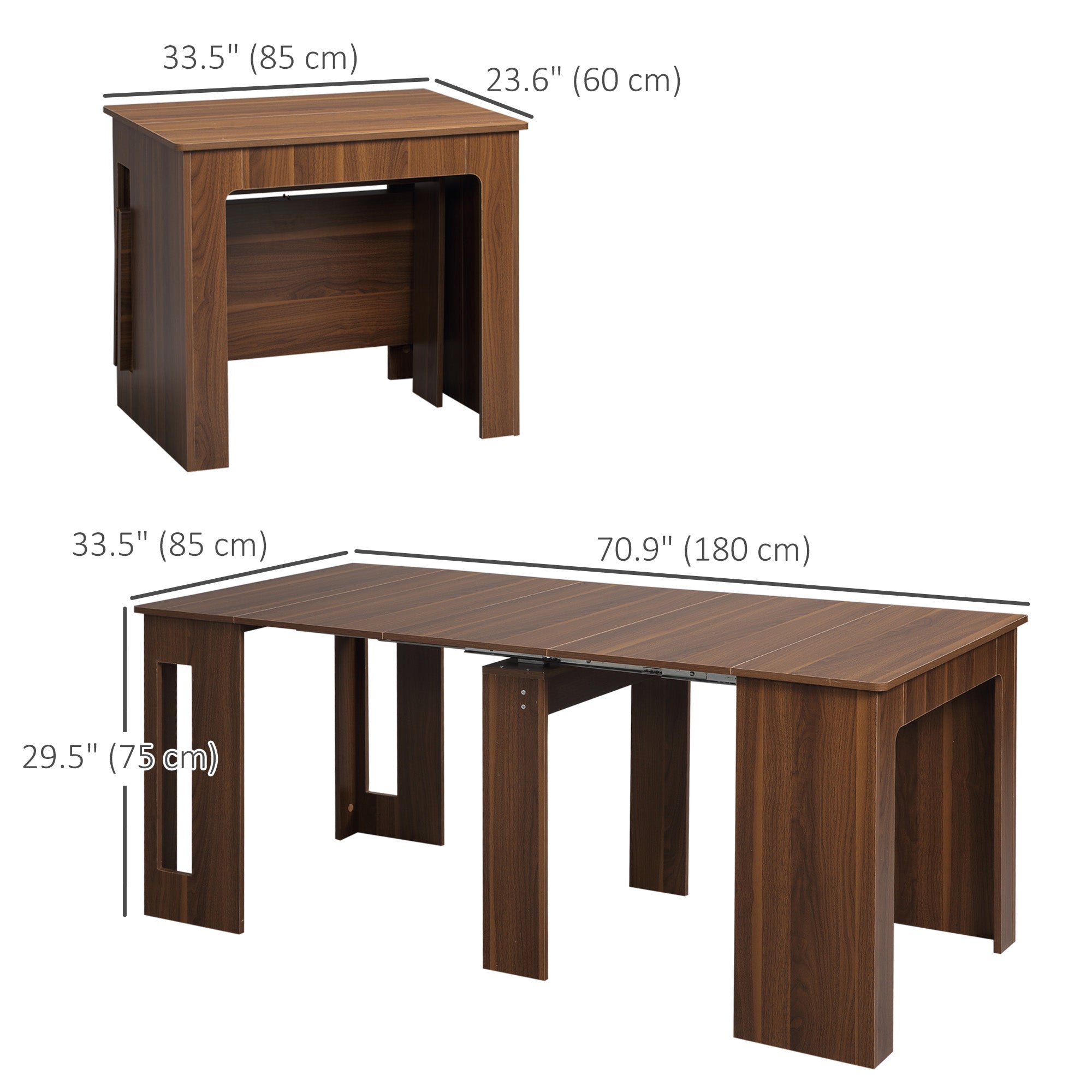 Foldable Extendable Dining Table - Light Brown, Seats 6, 23.6"-70.9"-DECOROLALA