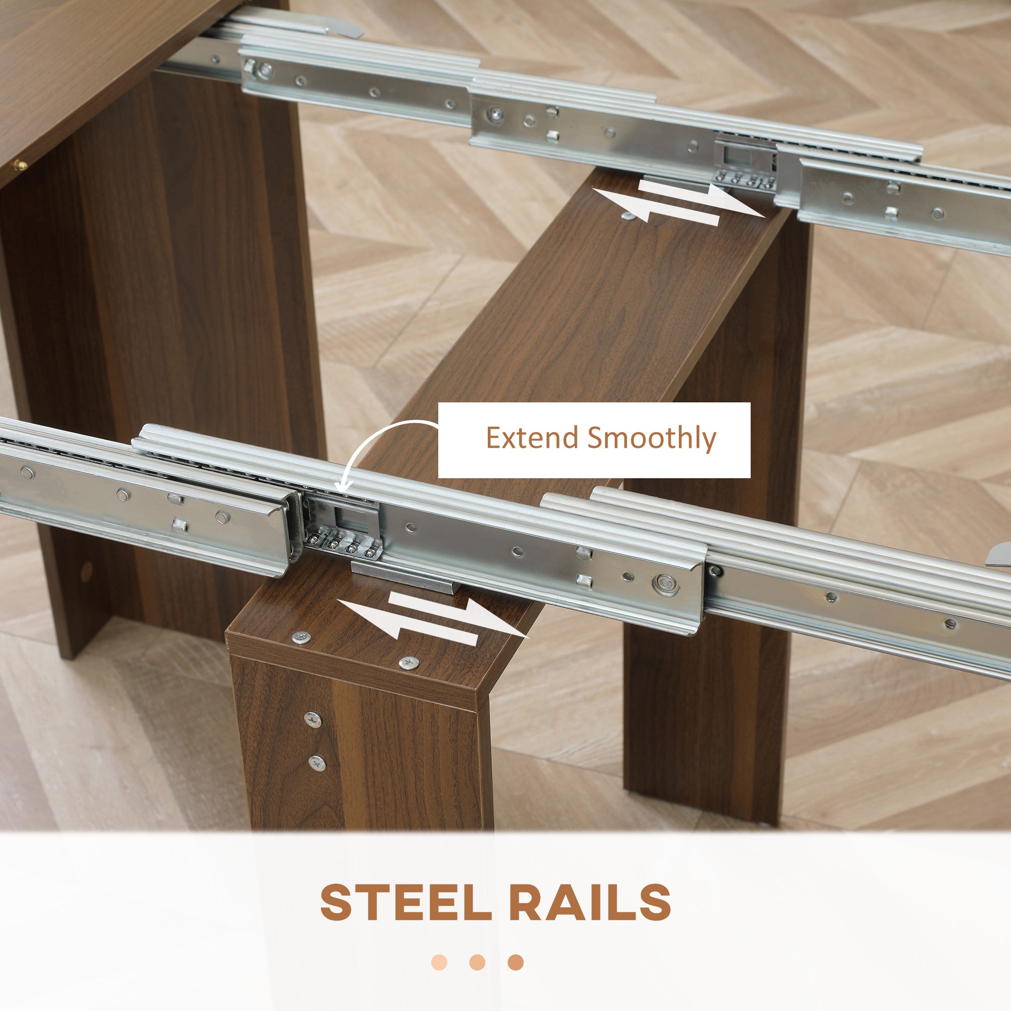 Foldable Extendable Dining Table - Light Brown, Seats 6, 23.6"-70.9"-DECOROLALA