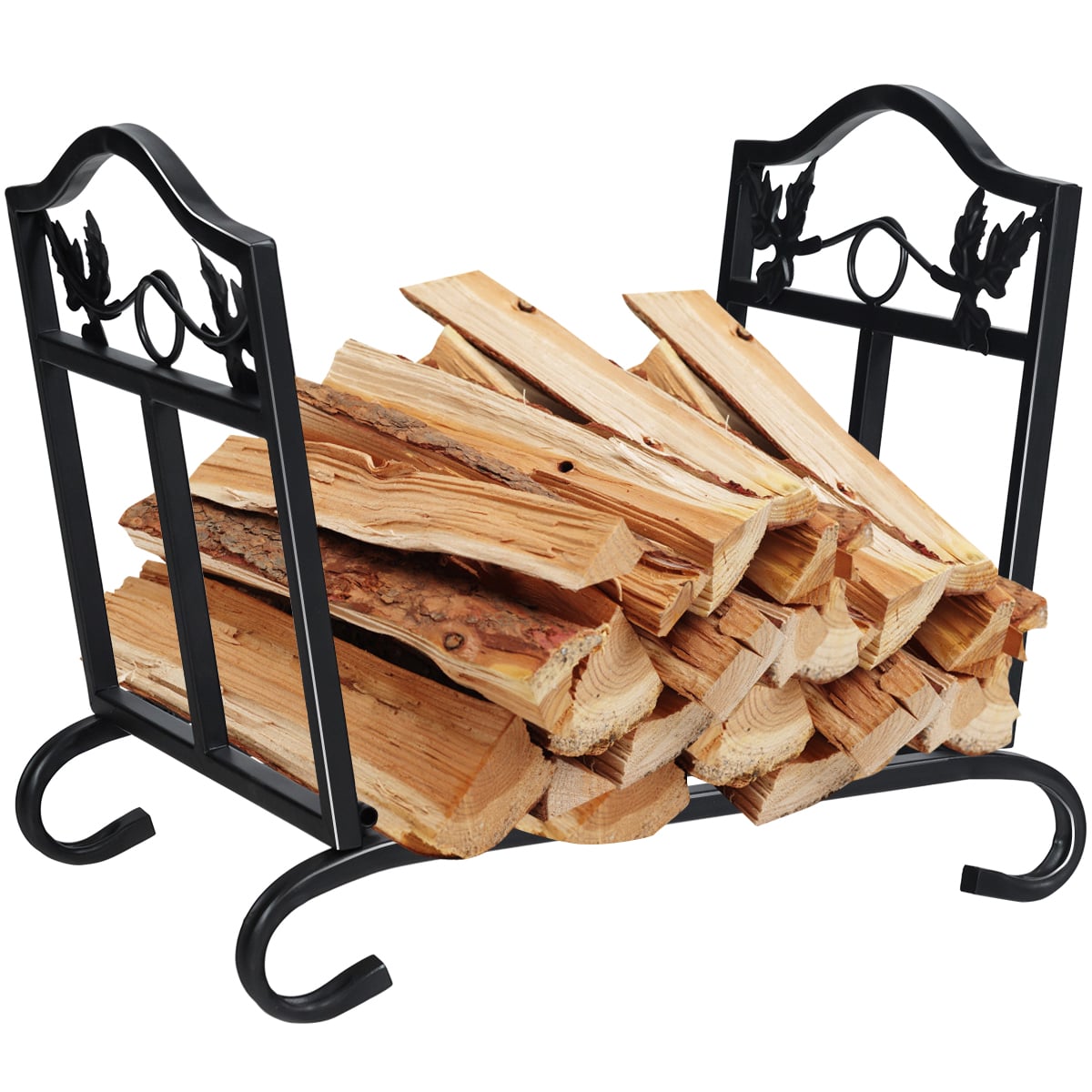 Foldable Firewood Log Rack Steel Wood Storage Holder-Log Racks & Carriers-DECOROLALA