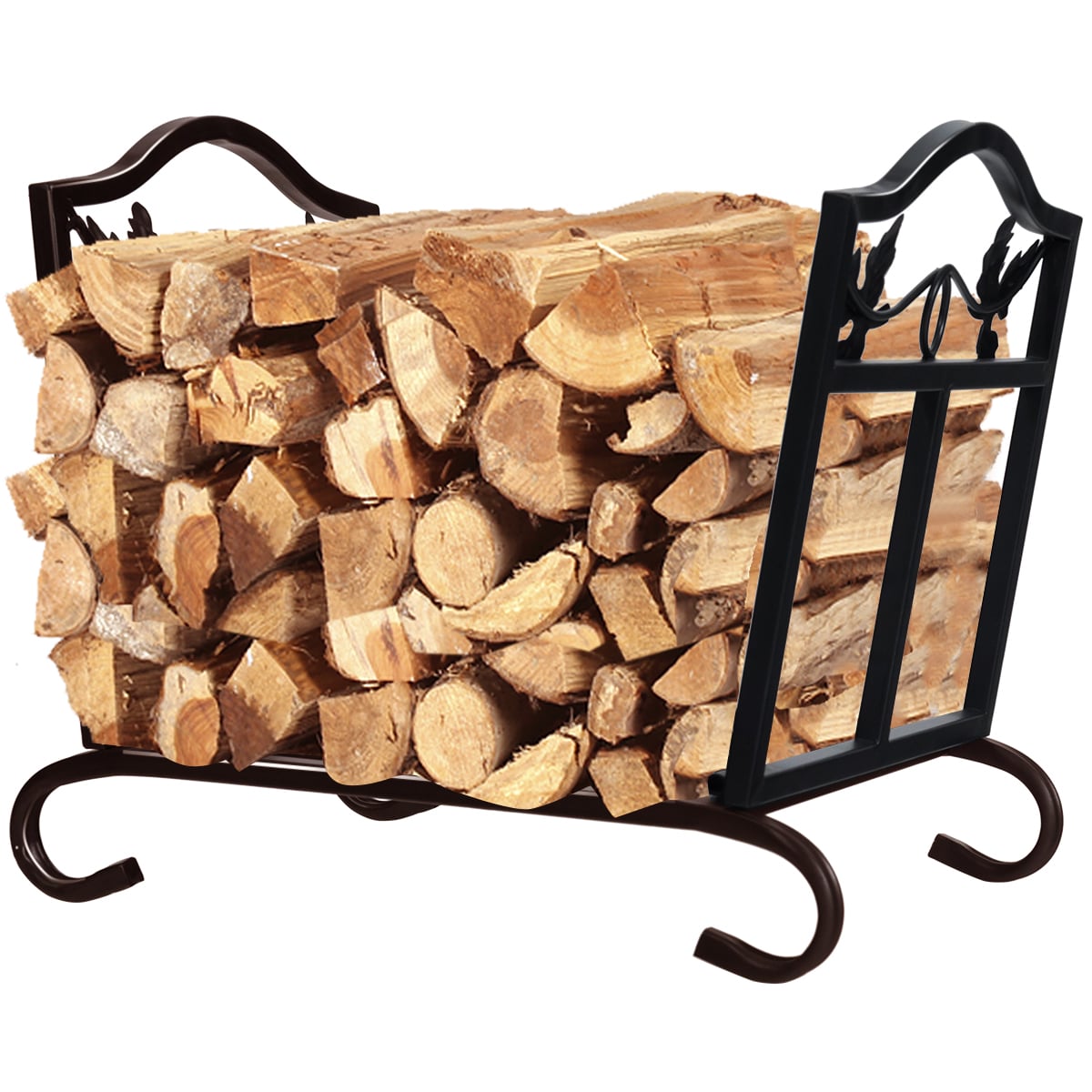 Foldable Firewood Log Rack Steel Wood Storage Holder-Log Racks & Carriers-DECOROLALA
