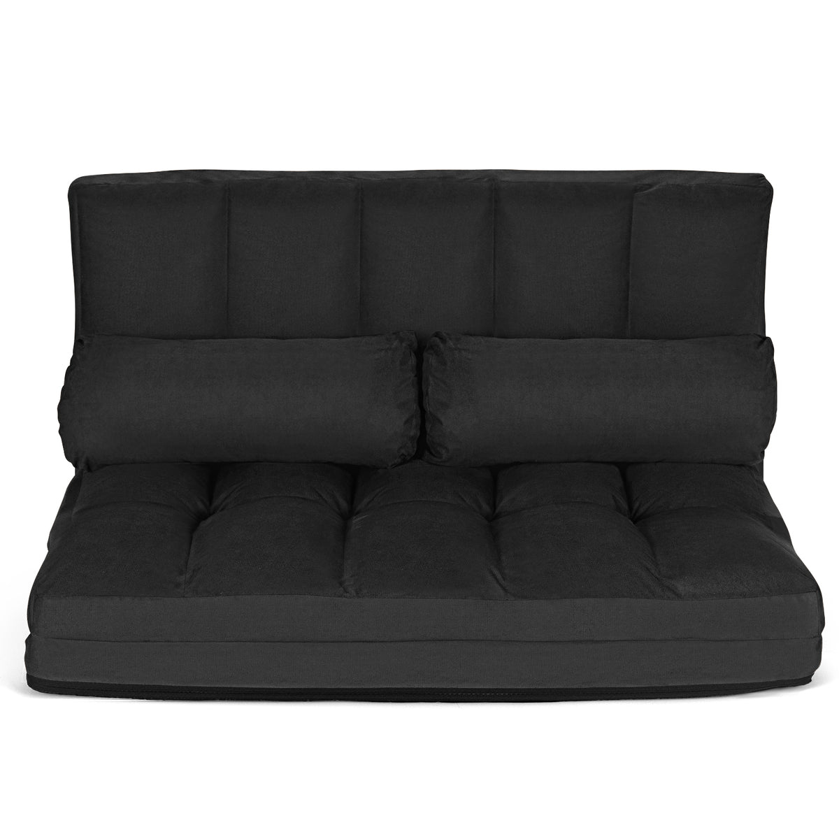 Foldable Floor 6-Position Adjustable Lounge Couch-Black-Floor Chairs-DECOROLALA