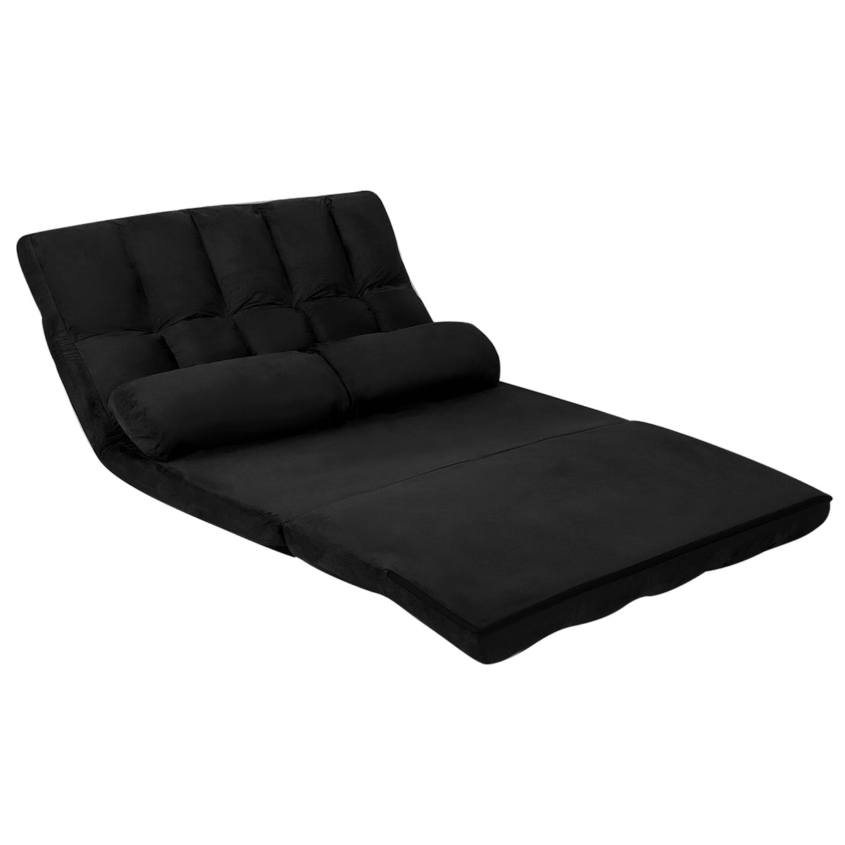 Foldable Floor 6-Position Adjustable Lounge Couch-Black-Floor Chairs-DECOROLALA