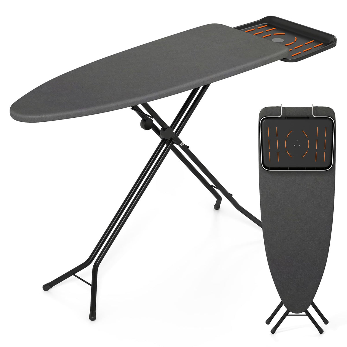 Foldable Full Size Ironing Board - Grey 48" x 18" Steel Frame-Dryers-DECOROLALA