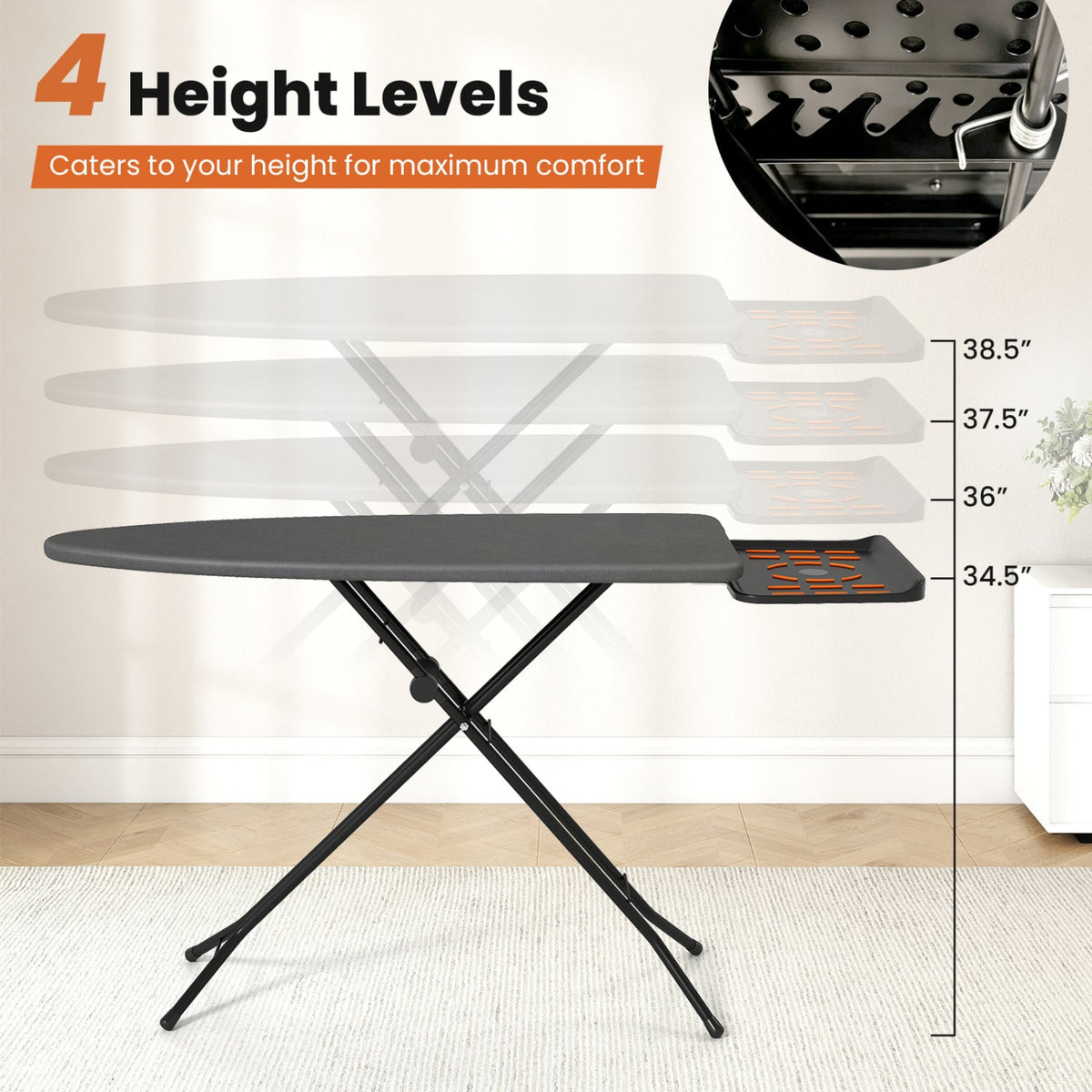 Foldable Full Size Ironing Board - Grey 48" x 18" Steel Frame-Dryers-DECOROLALA
