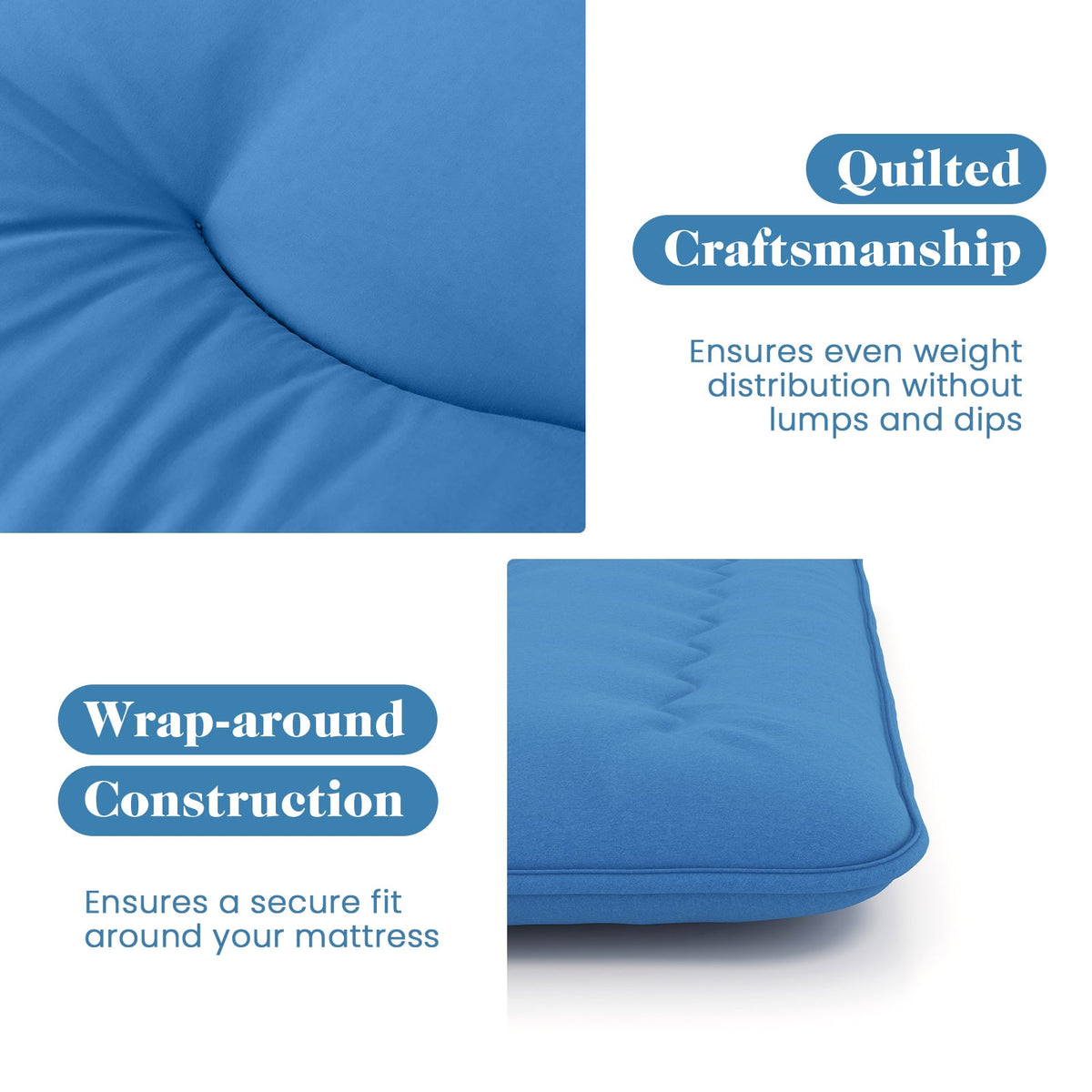 Foldable Futon Mattress with Washable Cover and Carry Bag for Camping Blue-Full Size-Mattresses-DECOROLALA
