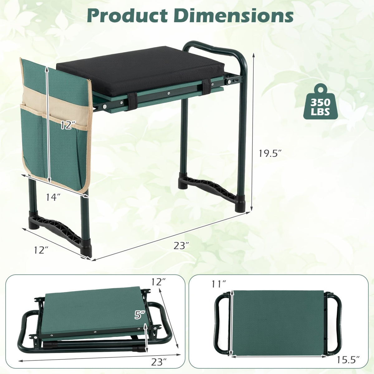 Foldable Garden Kneeler and Seat for Seniors Gardeners-Green-Garden Tools-DECOROLALA