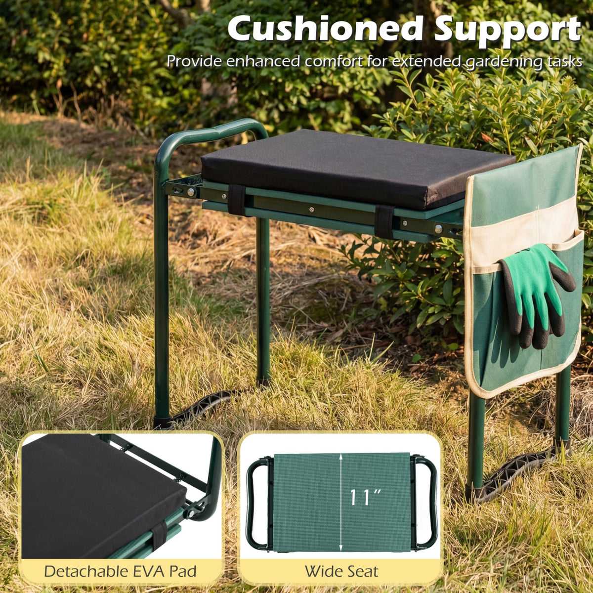 Foldable Garden Kneeler and Seat for Seniors Gardeners-Green-Garden Tools-DECOROLALA