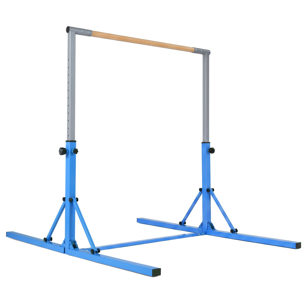 Foldable Gymnastics Bar for Kids with 3-Level Adjustable Heights-Blue-Yoga Accessories-DECOROLALA