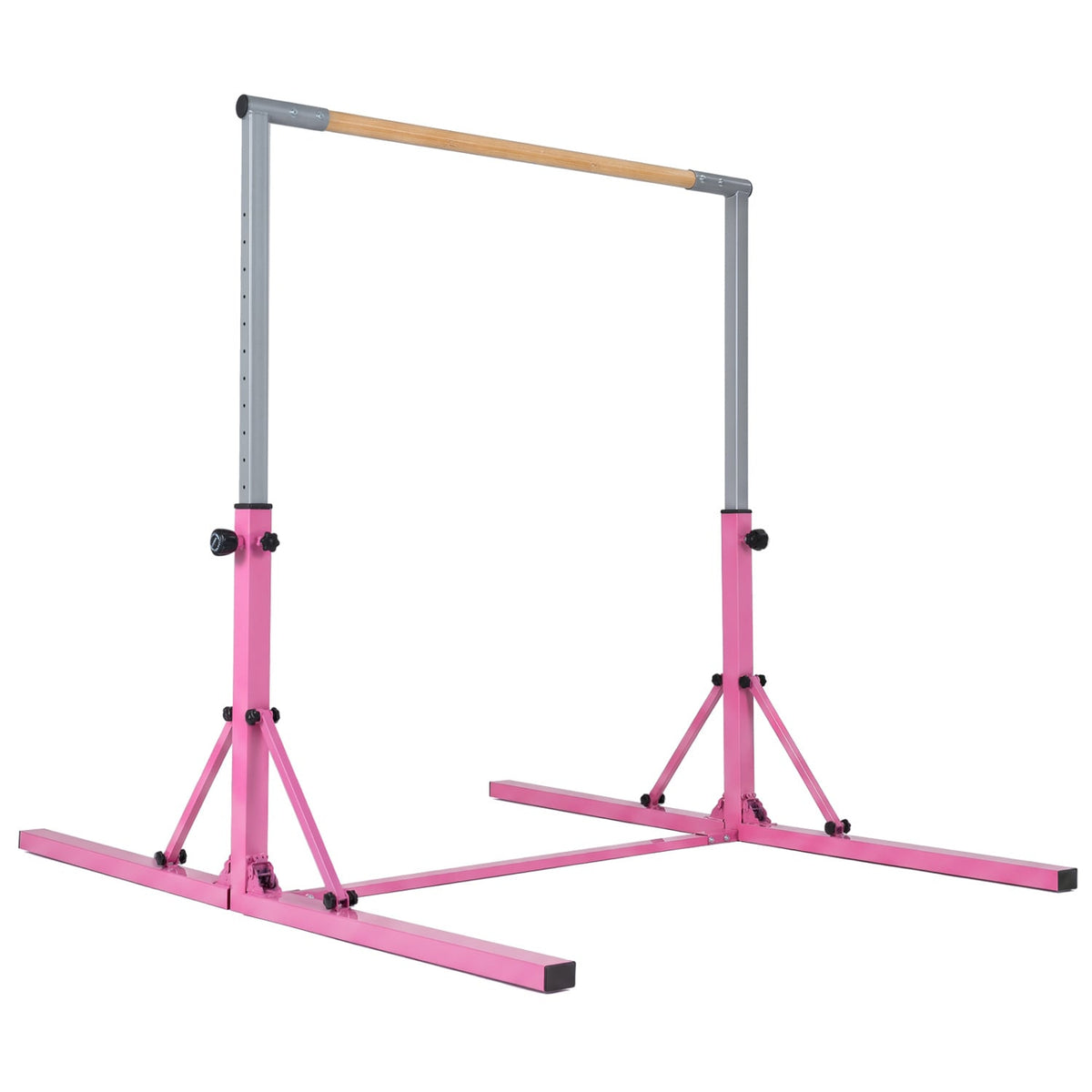 Foldable Gymnastics Bar for Kids with 3-Level Adjustable Heights-Pink-Yoga Accessories-DECOROLALA