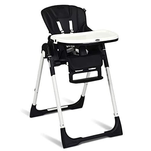 Foldable High chair with Multiple Adjustable Backrest-Black-High Chairs-DECOROLALA