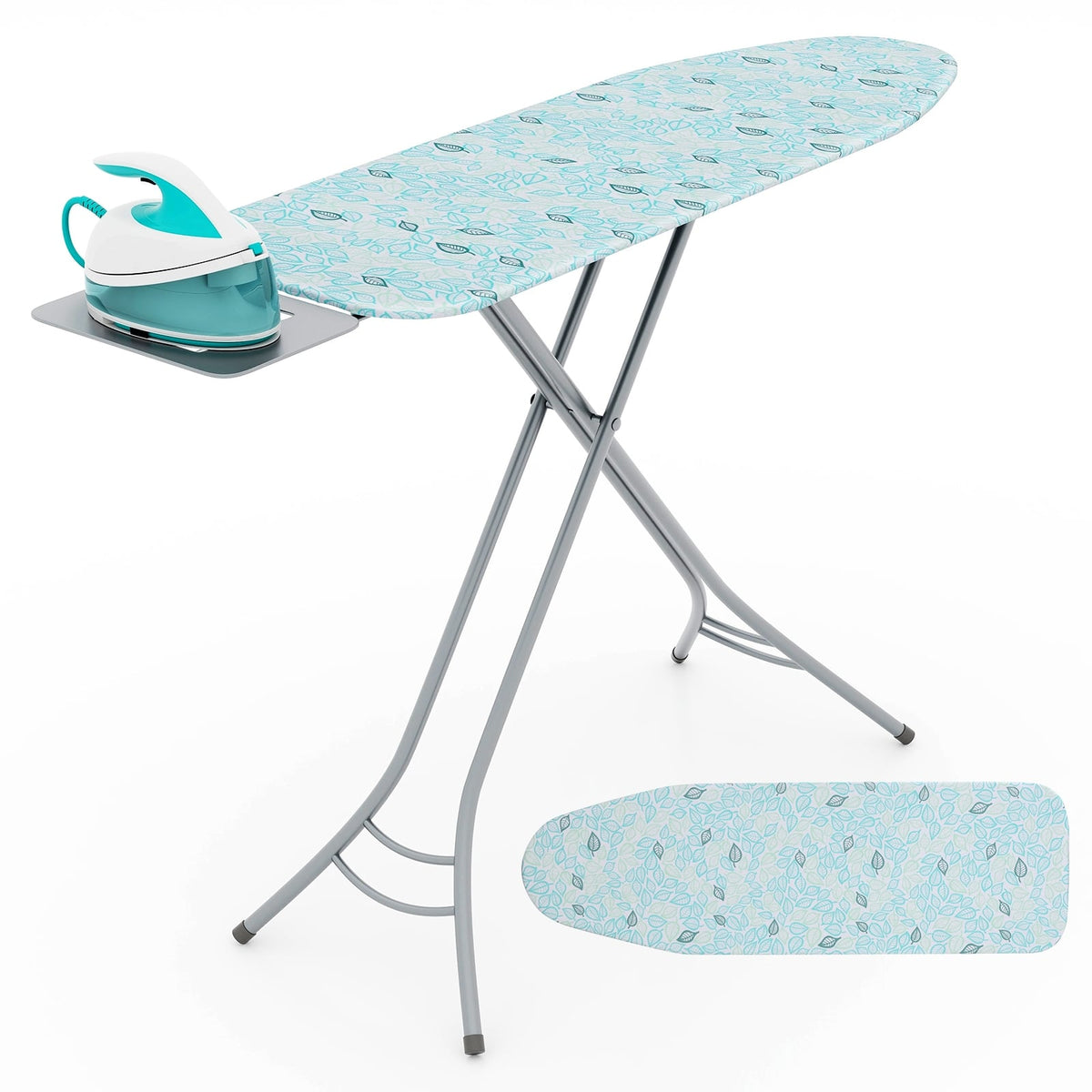 Foldable Ironing Board with Iron Rest, Adjustable Height - Turquoise-Dryers-DECOROLALA