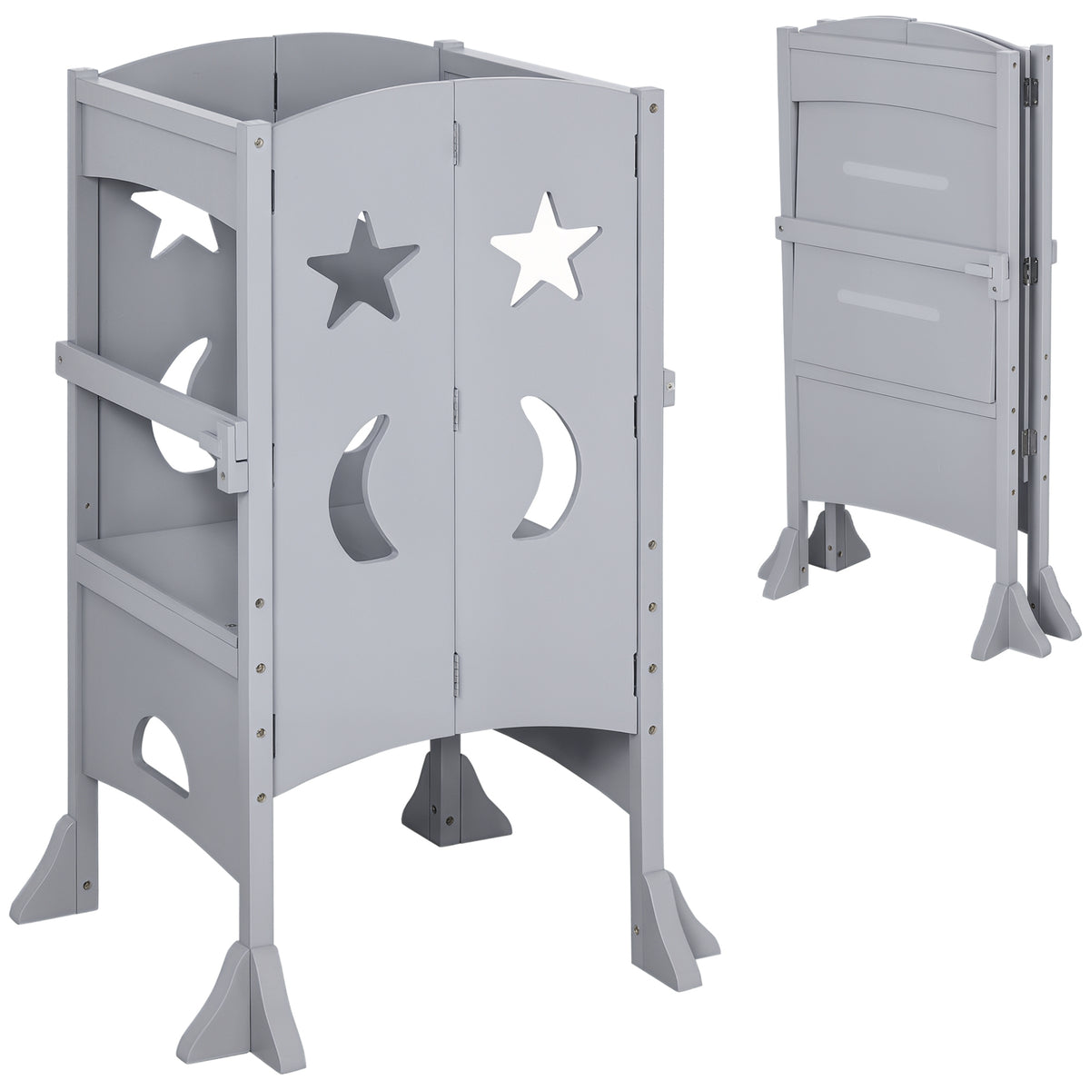 Step Stool with Safety Rail and Support Handles Kitchen Counter Step-up Helper-Toys & Games > Toddler & Kids Furniture > Toddler & Kids Step Stools-DECOROLALA