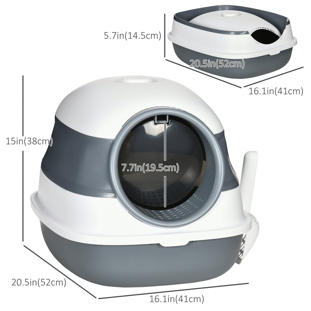 Foldable Large Enclosed Cat Litter Box with Lid - White/Grey-Cats-DECOROLALA