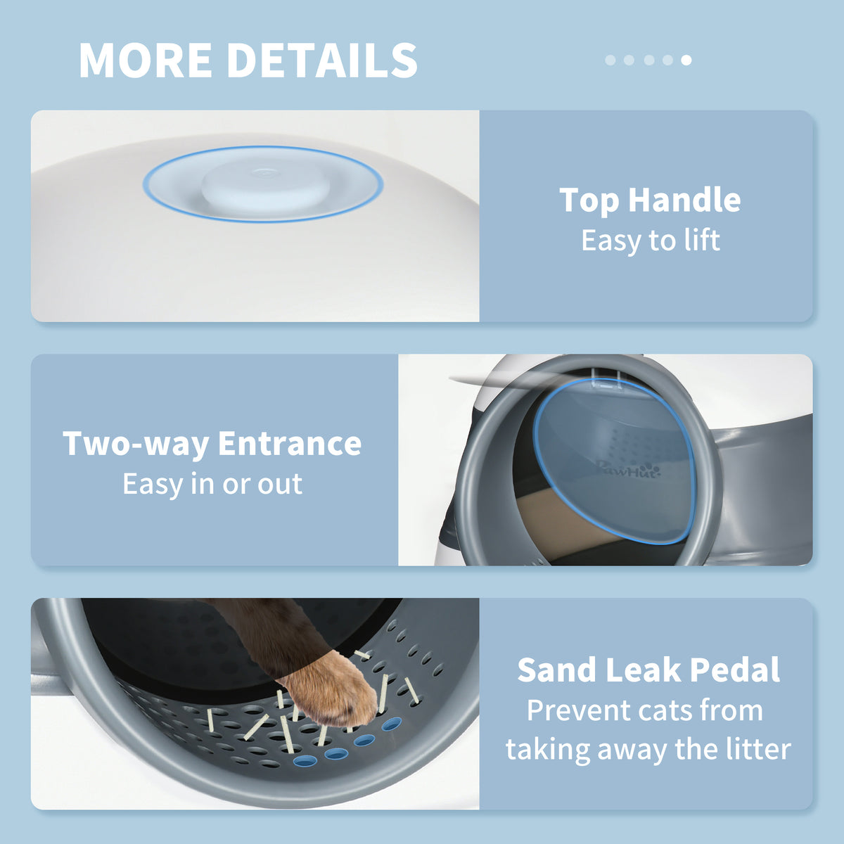 Foldable Large Enclosed Cat Litter Box with Lid - White/Grey-Cats-DECOROLALA