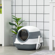 Foldable Large Enclosed Cat Litter Box with Lid - White/Grey-Cats-DECOROLALA