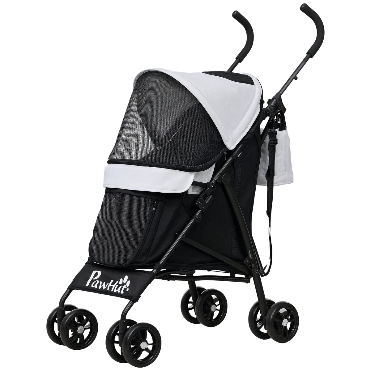 Foldable Lightweight Dog Stroller with Shoulder Strap - Light Grey-Dog Supplies-DECOROLALA