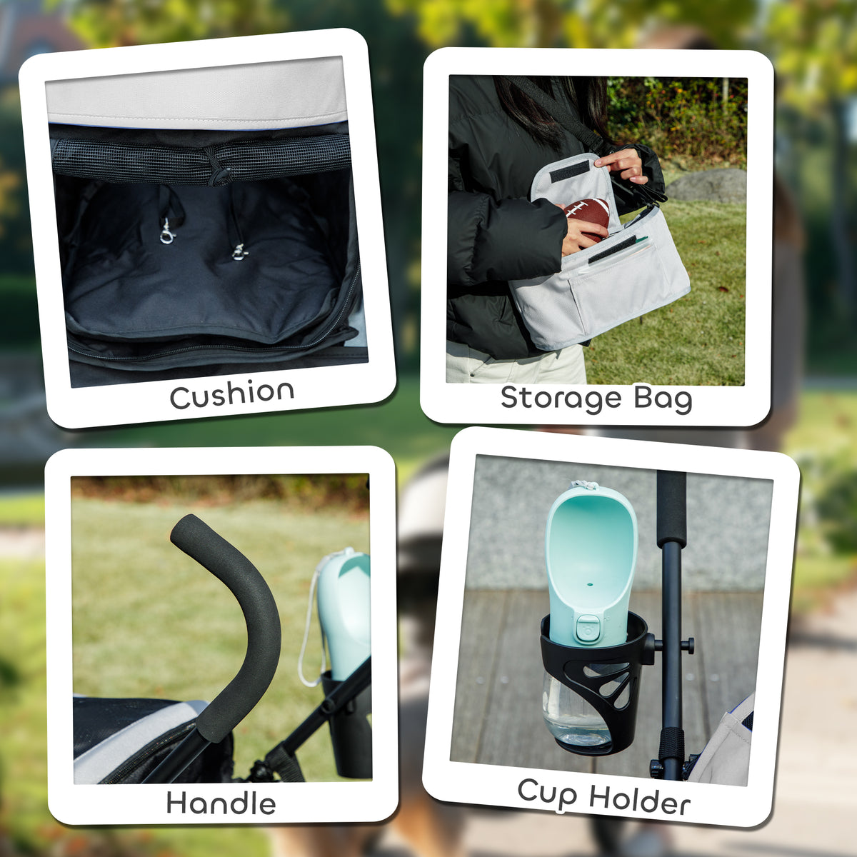Foldable Lightweight Dog Stroller with Shoulder Strap - Light Grey-Dogs-DECOROLALA