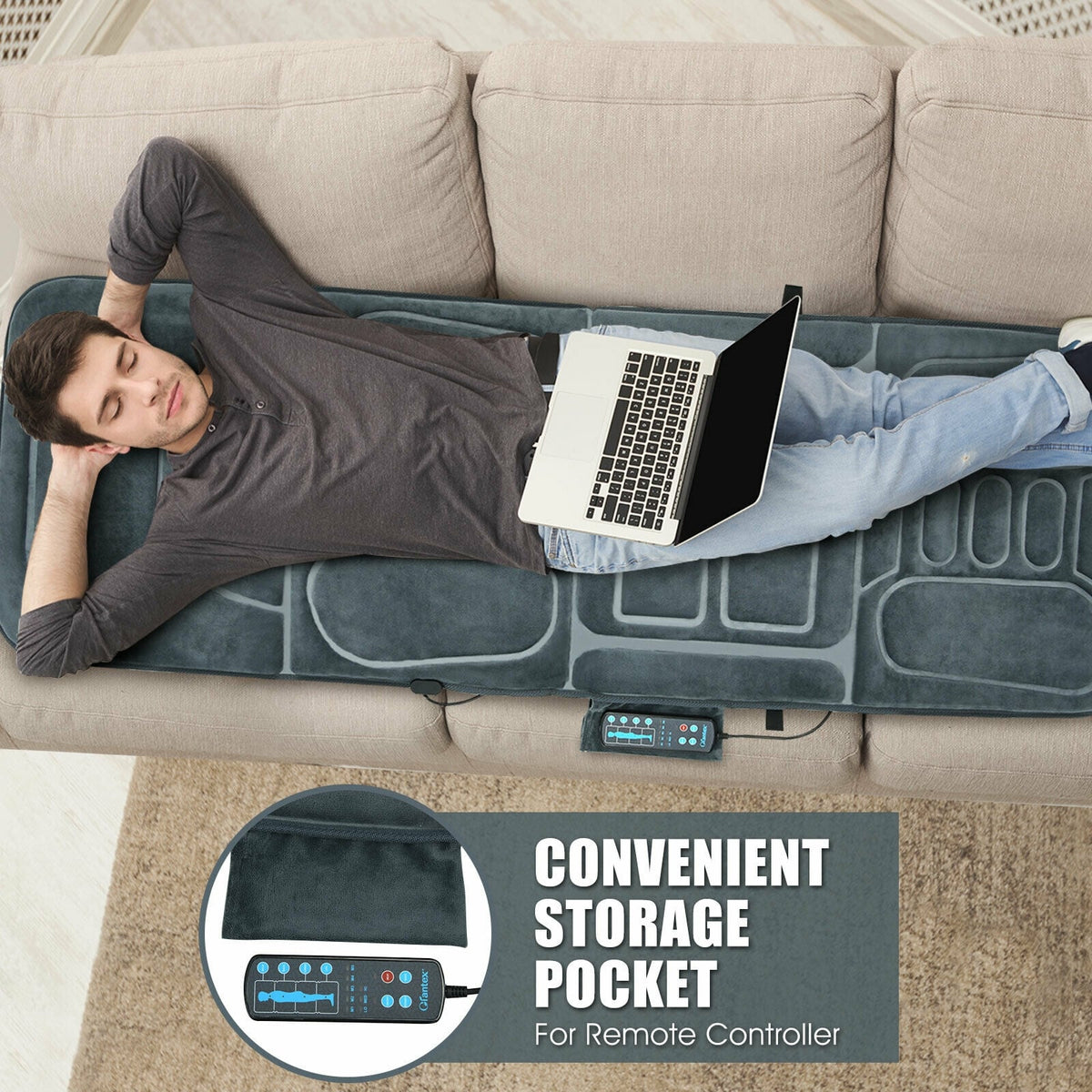 Foldable Massage Mat with Heat and 10 Vibration Motors-Back Massager-DECOROLALA