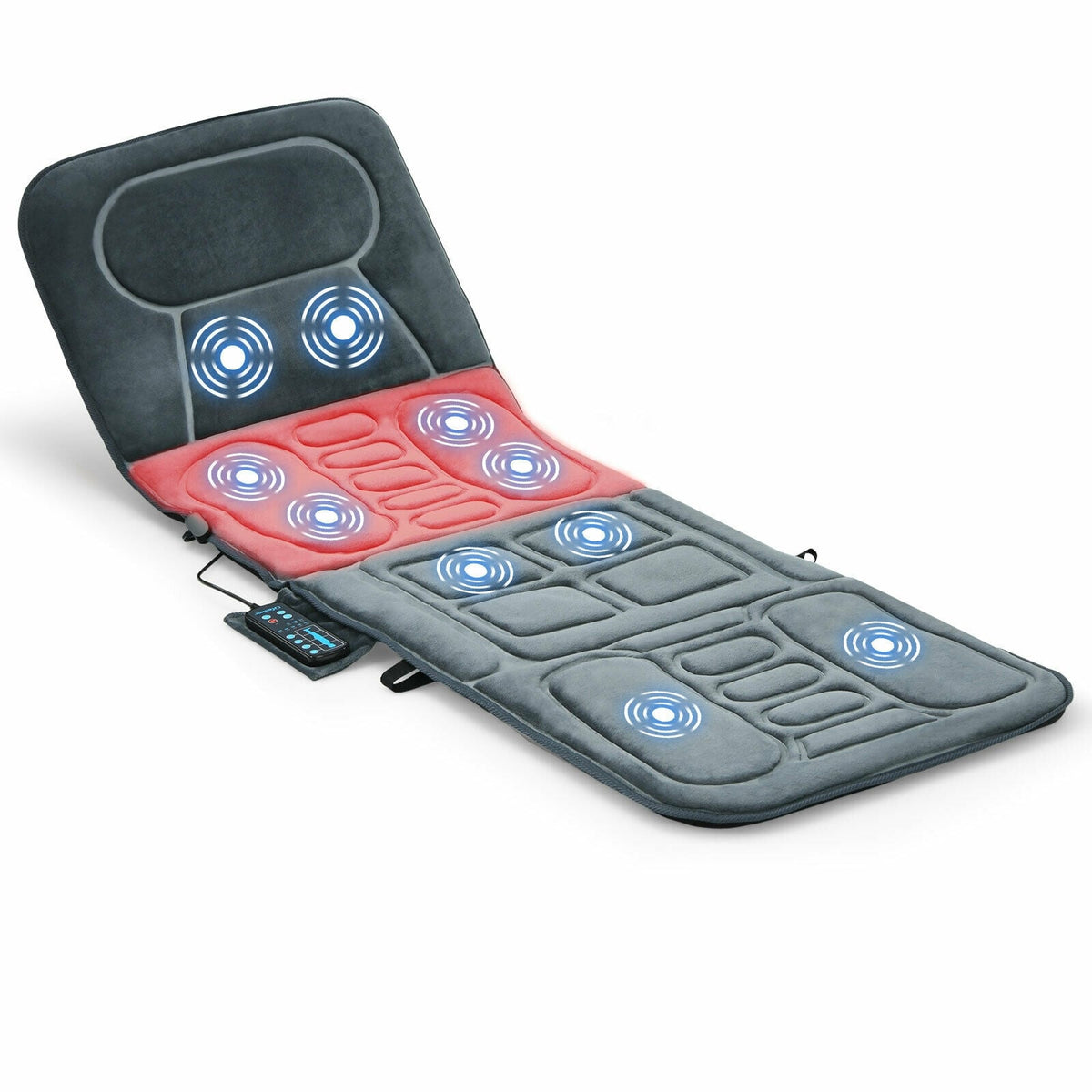 Foldable Massage Mat with Heat and 10 Vibration Motors-Back Massager-DECOROLALA