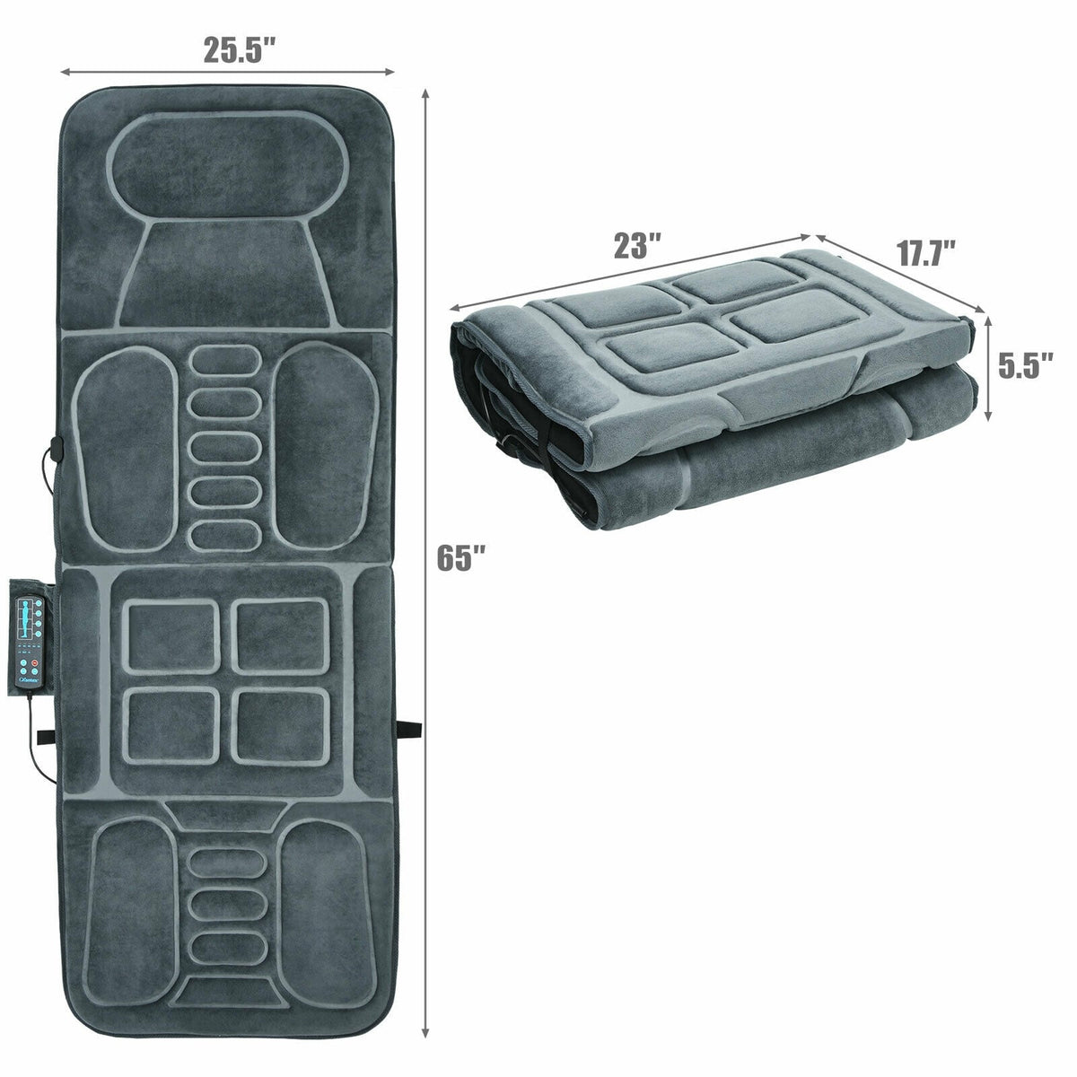 Foldable Massage Mat with Heat and 10 Vibration Motors-Back Massager-DECOROLALA