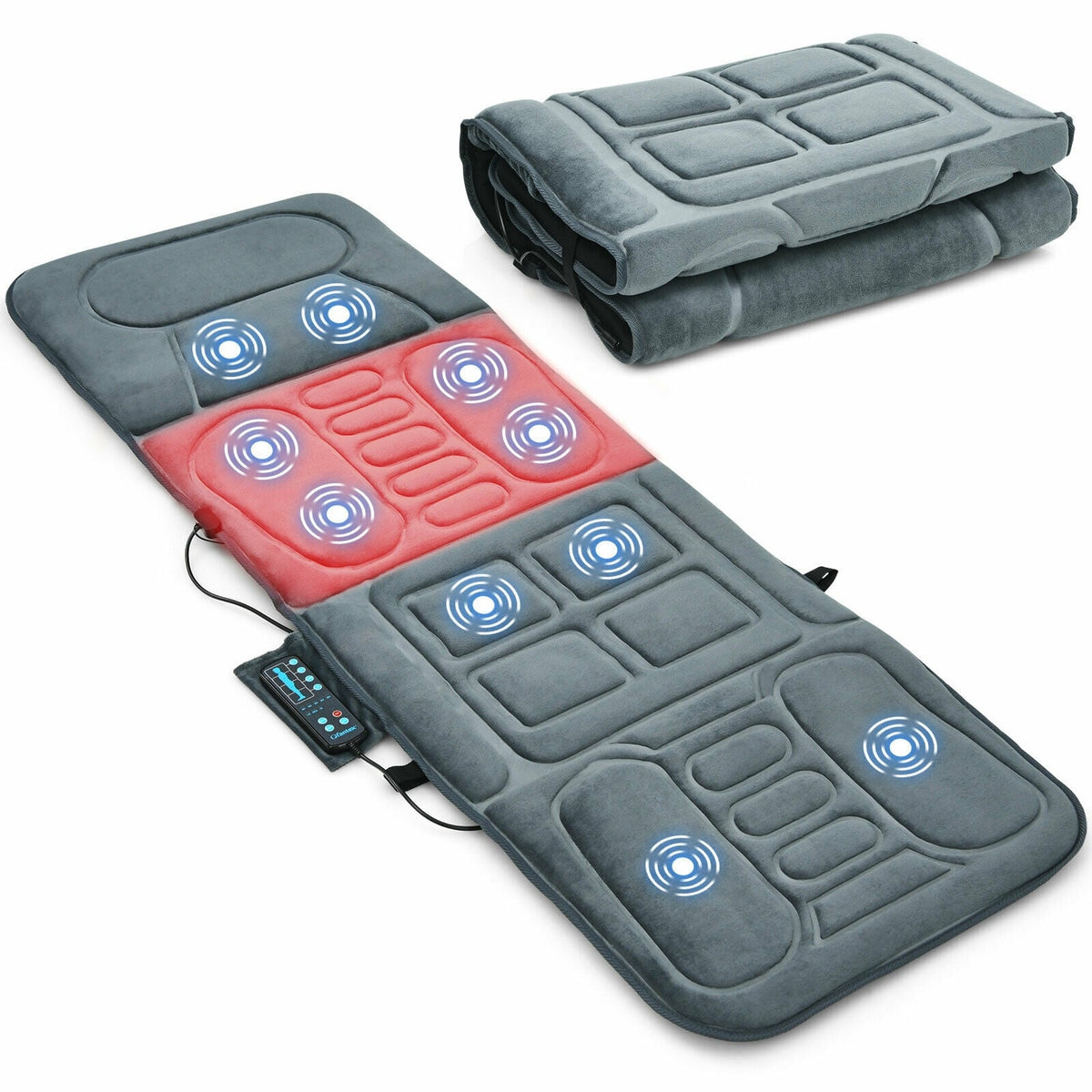 Foldable Massage Mat with Heat and 10 Vibration Motors-Back Massager-DECOROLALA