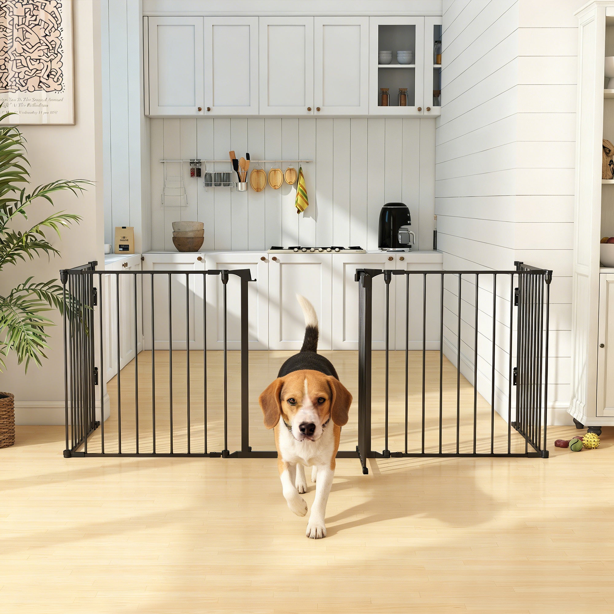 Foldable Metal Dog Playpen and Safety Gate - Black 118" L-Dogs-DECOROLALA