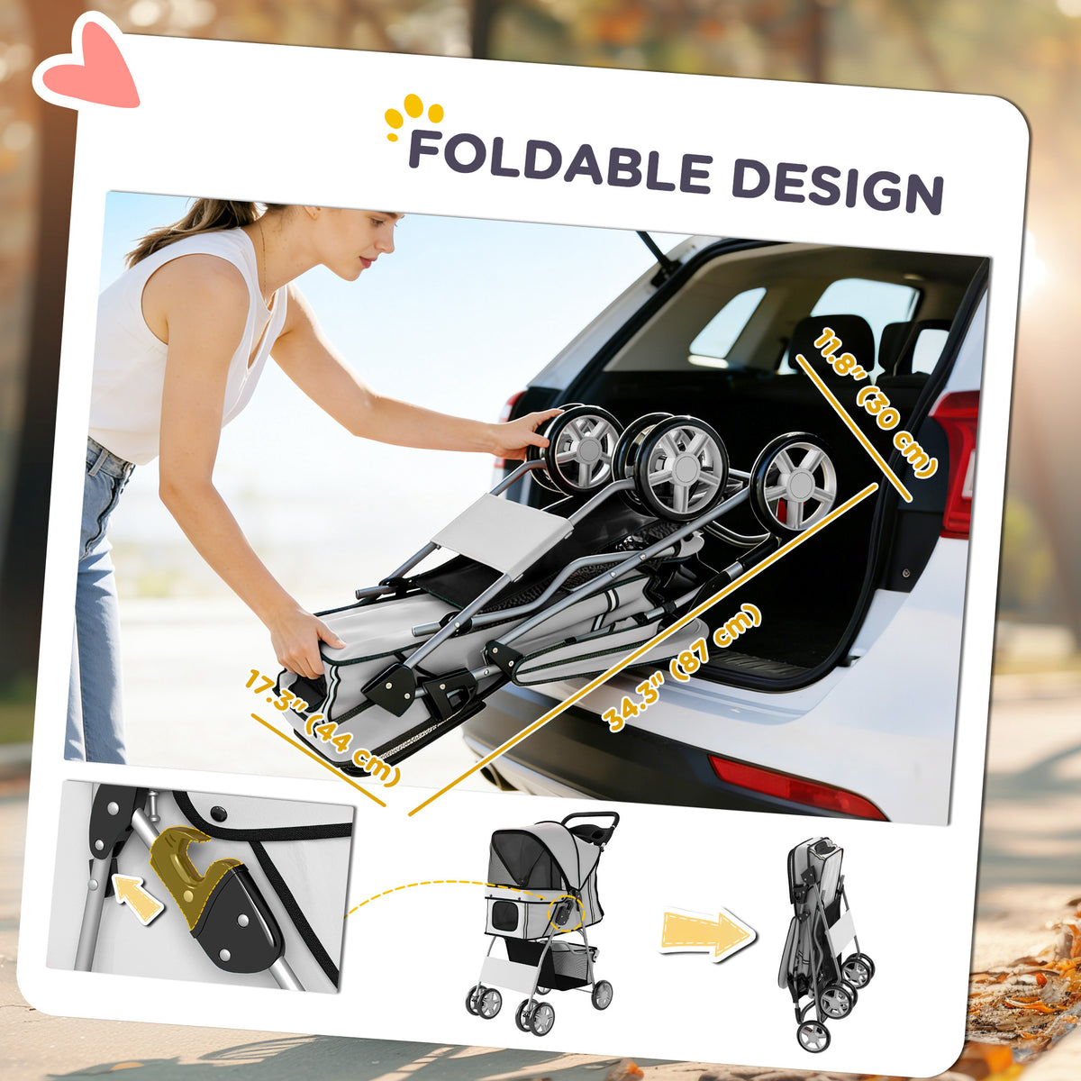 Foldable Pet Stroller for Dogs & Cats - Grey 22 lbs. Capacity-Dogs-DECOROLALA