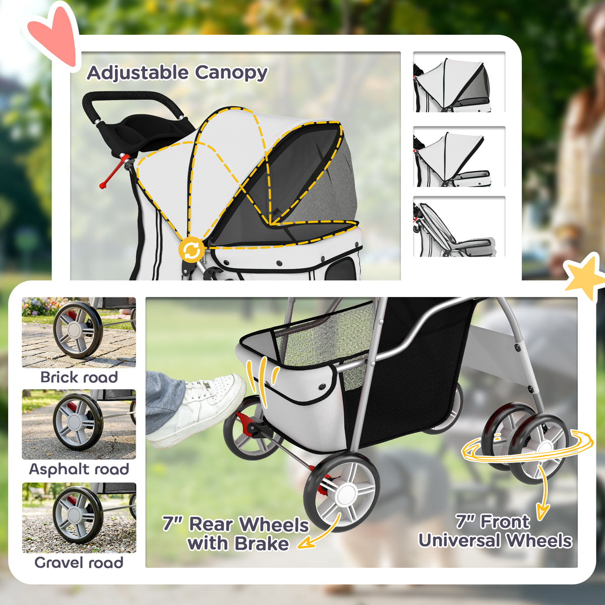 Foldable Pet Stroller for Dogs & Cats - Grey 22 lbs. Capacity-Dogs-DECOROLALA