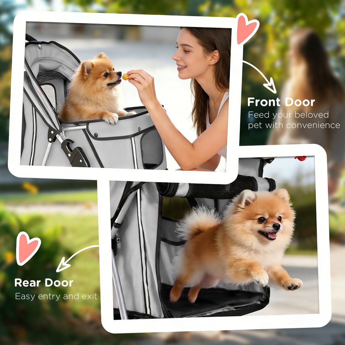 Foldable Pet Stroller for Dogs & Cats - Grey 22 lbs. Capacity-Dogs-DECOROLALA