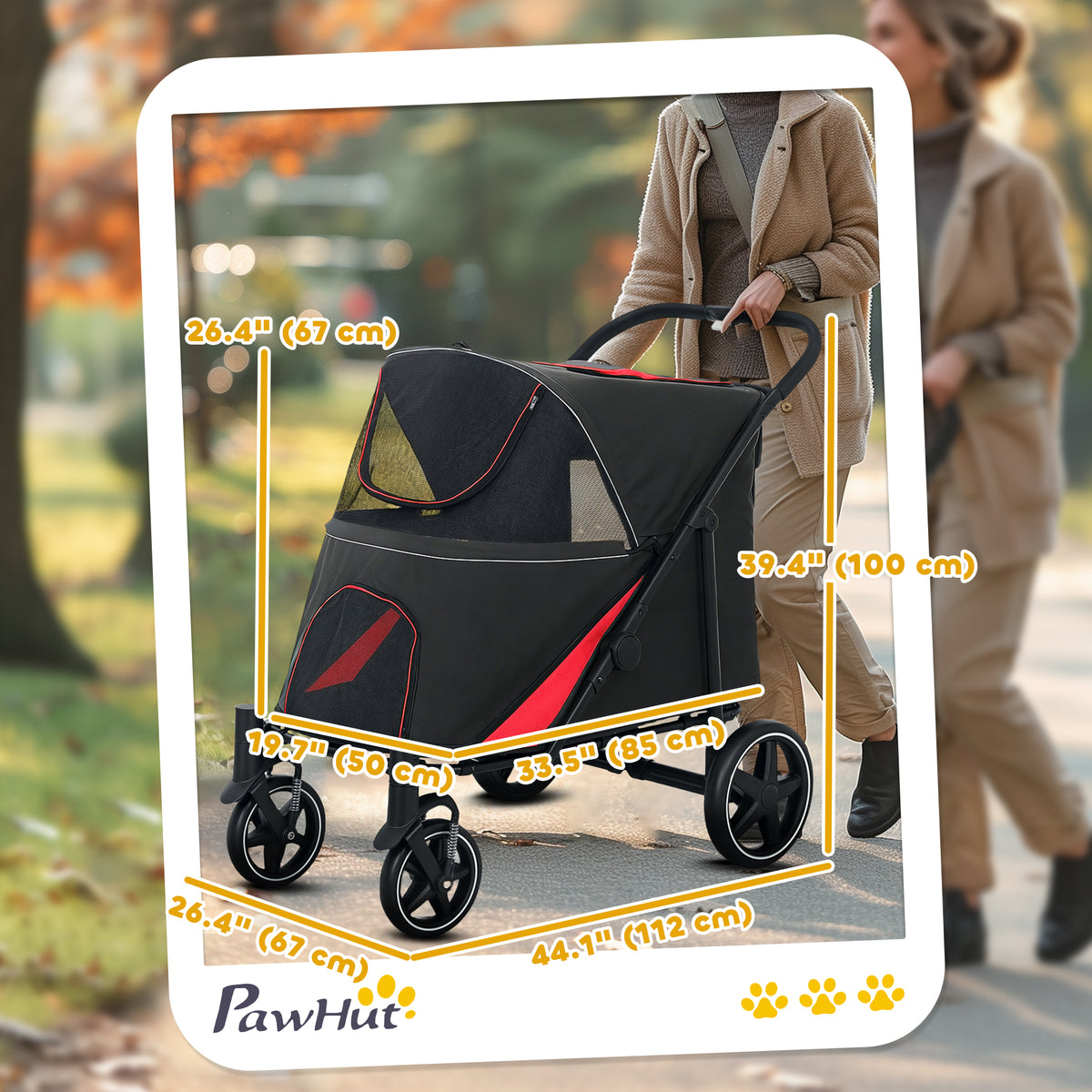 Foldable Pet Stroller for Large & Medium Dogs - Black Steel-Dogs-DECOROLALA