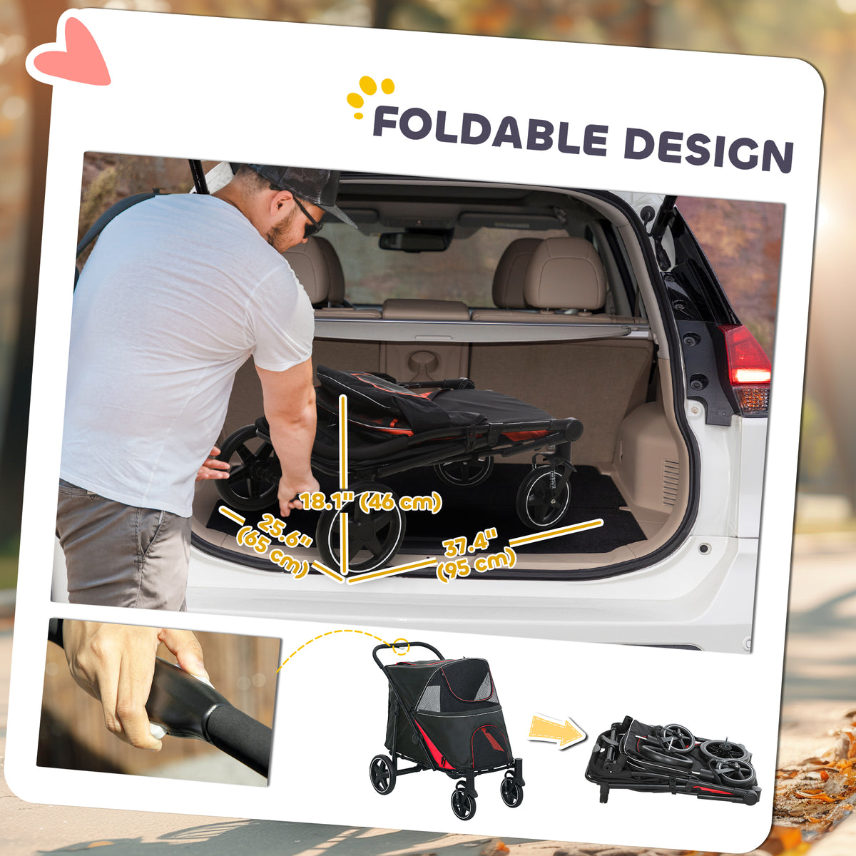 Foldable Pet Stroller for Large & Medium Dogs - Black Steel-Dogs-DECOROLALA
