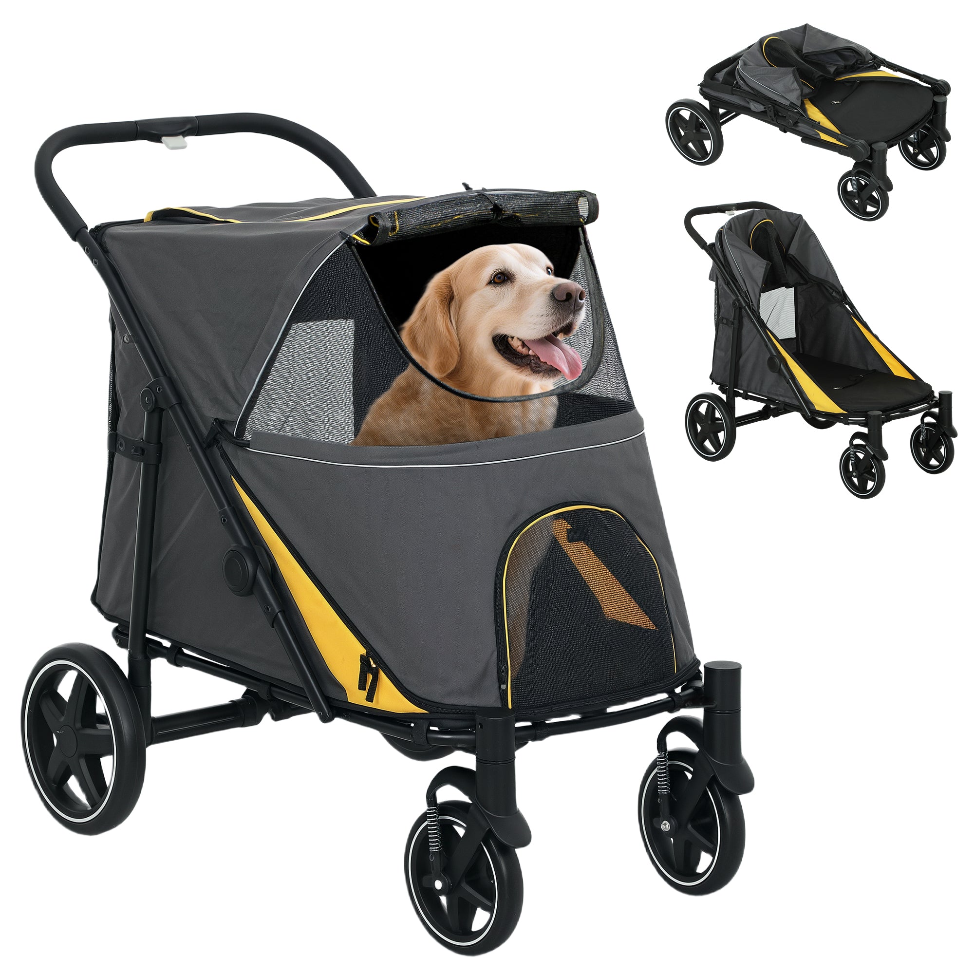 Foldable Pet Stroller for Large & Medium Dogs - Dark Grey-Dogs-DECOROLALA