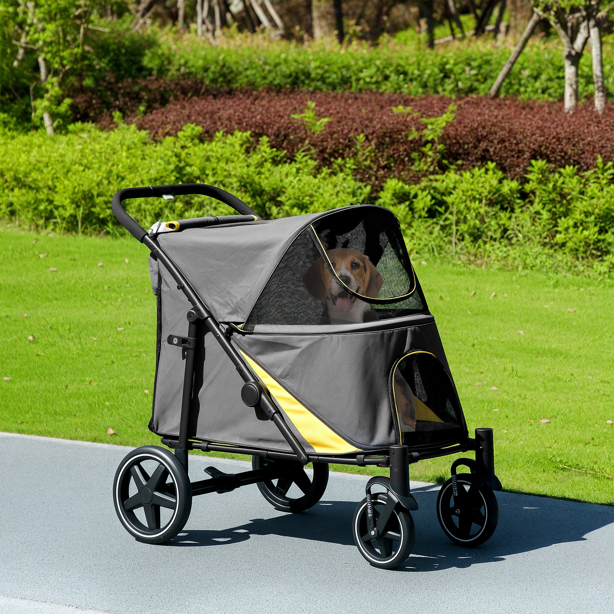 Foldable Pet Stroller for Large & Medium Dogs - Dark Grey-Dogs-DECOROLALA