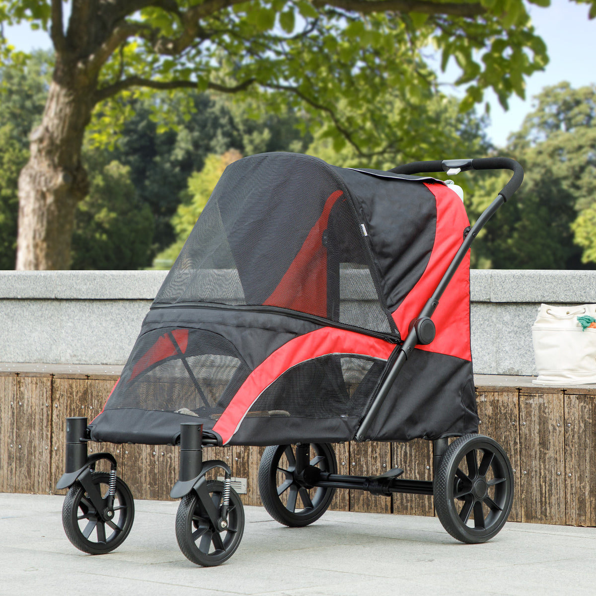 Foldable Pet Stroller for Medium Dogs - Black 55lbs Capacity-Dogs-DECOROLALA