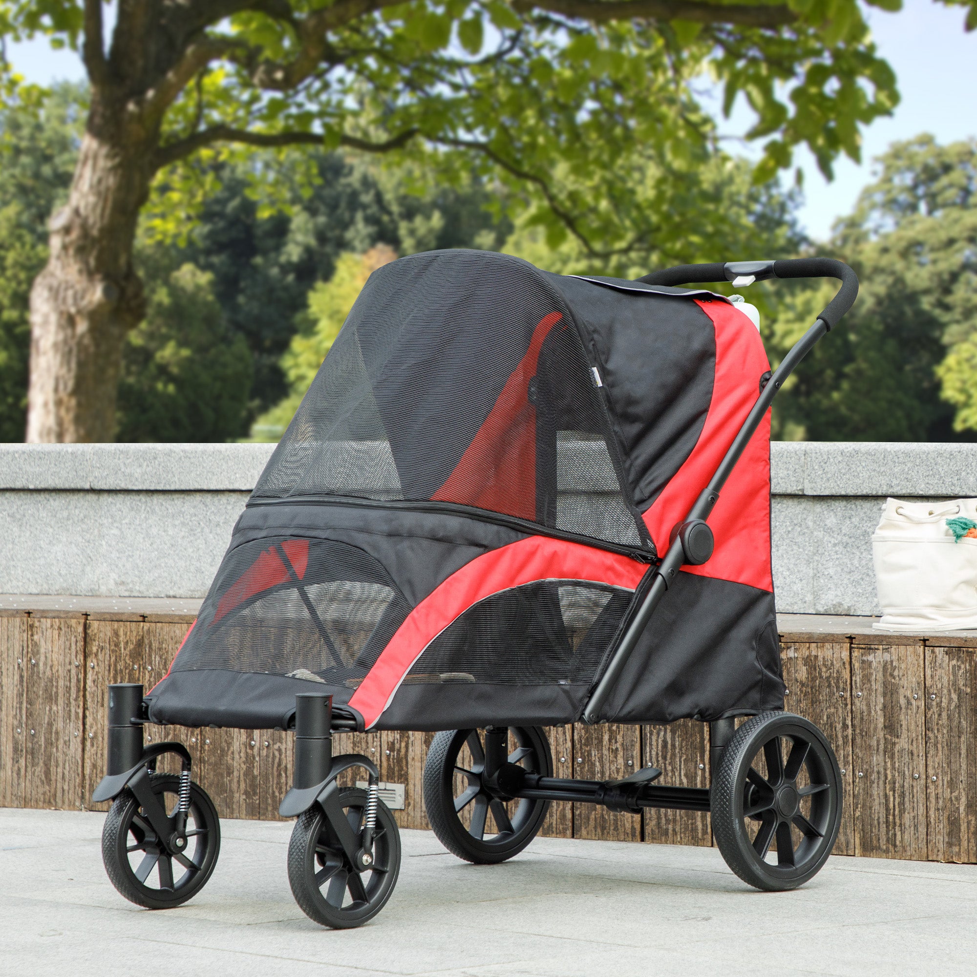 Foldable Pet Stroller for Medium Dogs - Black 55lbs Capacity-Dogs-DECOROLALA