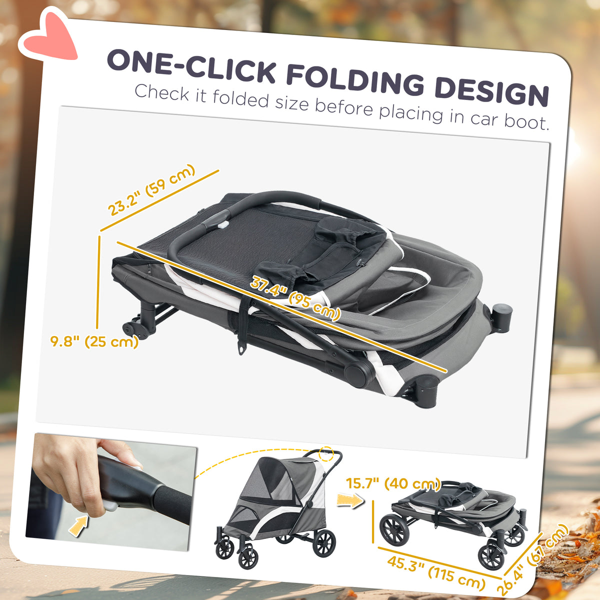 Foldable Pet Stroller for Medium Dogs - Dark Grey 55lbs Capacity-Dogs-DECOROLALA