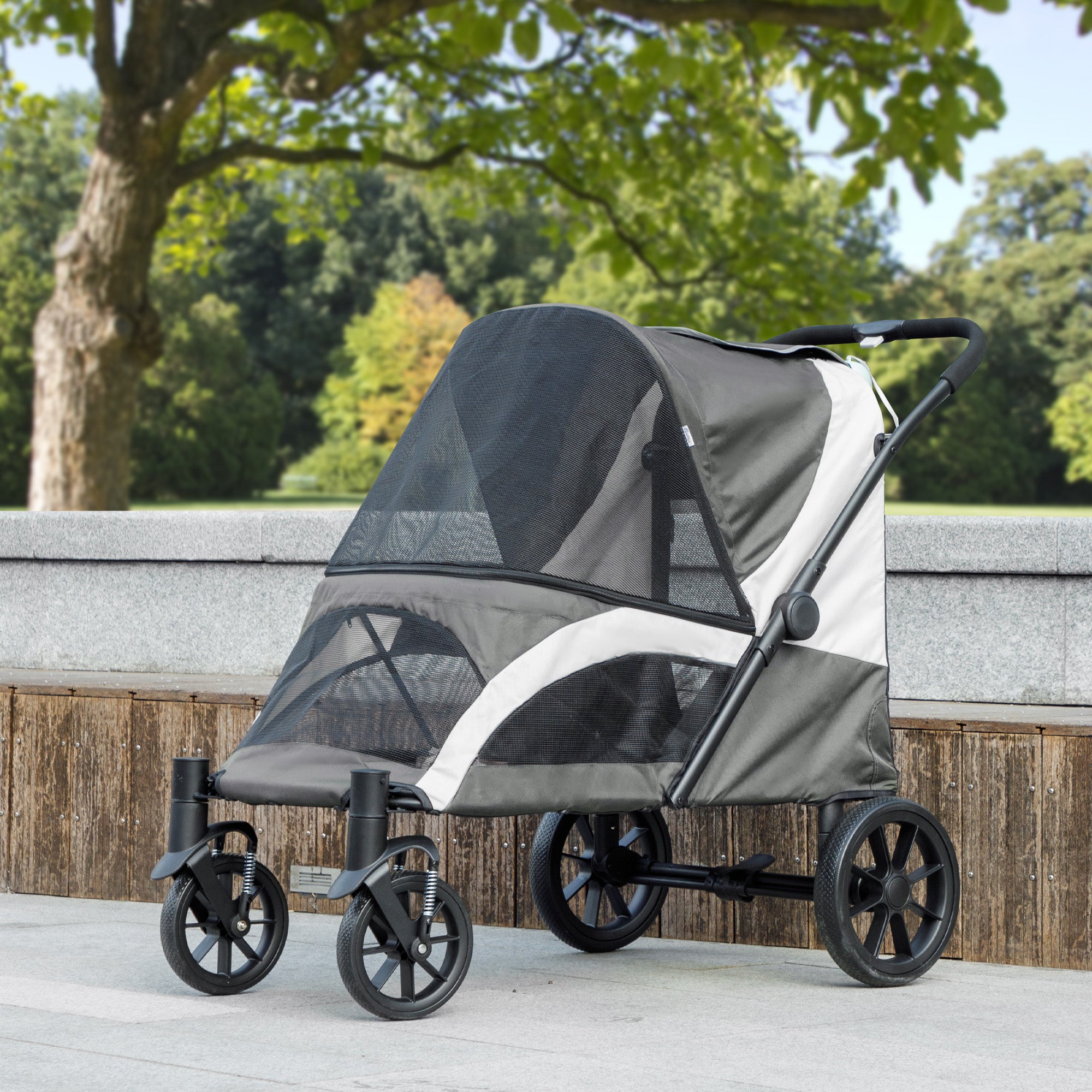 Foldable Pet Stroller for Medium Dogs - Dark Grey 55lbs Capacity-Dogs-DECOROLALA