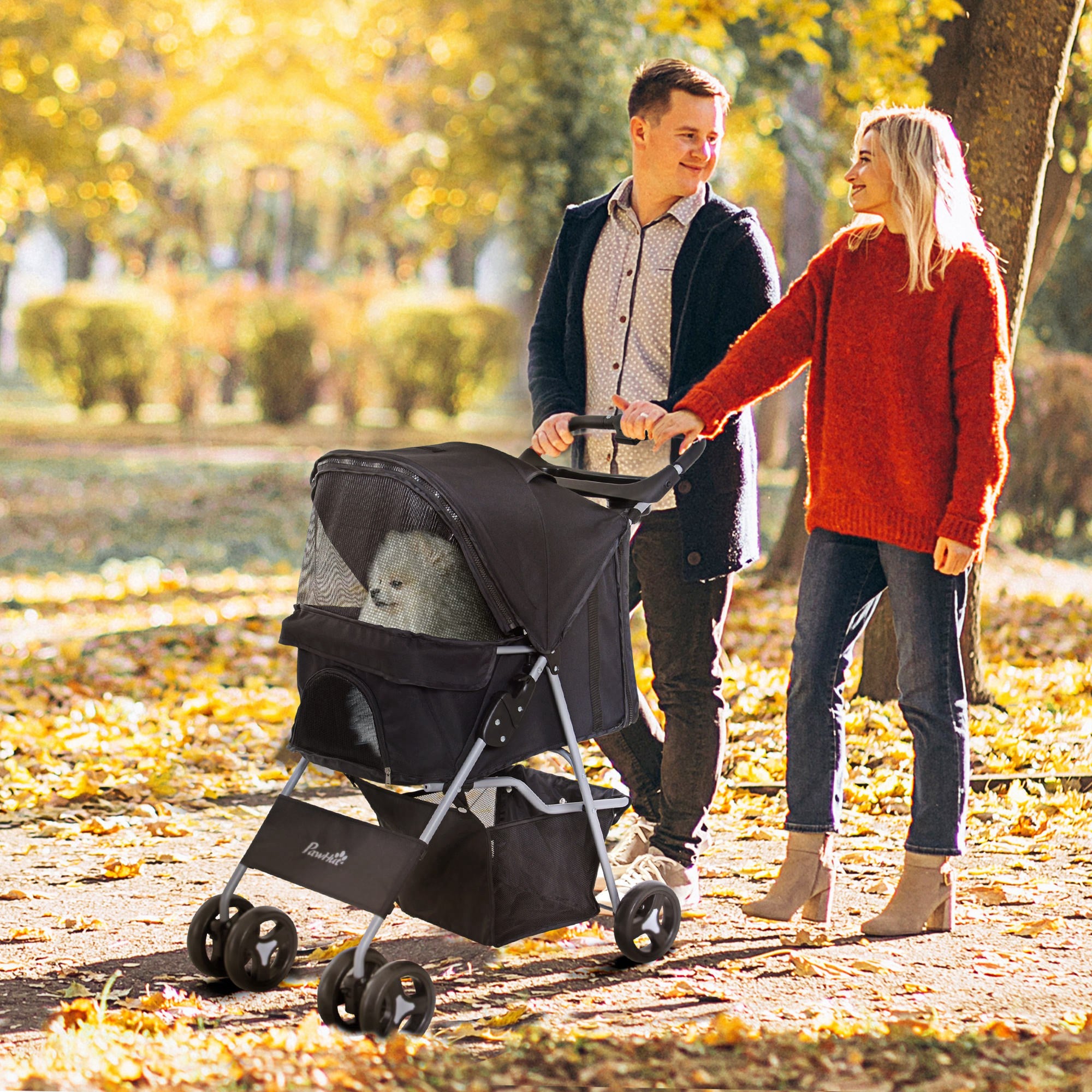 Foldable Pet Stroller for Small Dogs and Cats - Black-Dogs-DECOROLALA