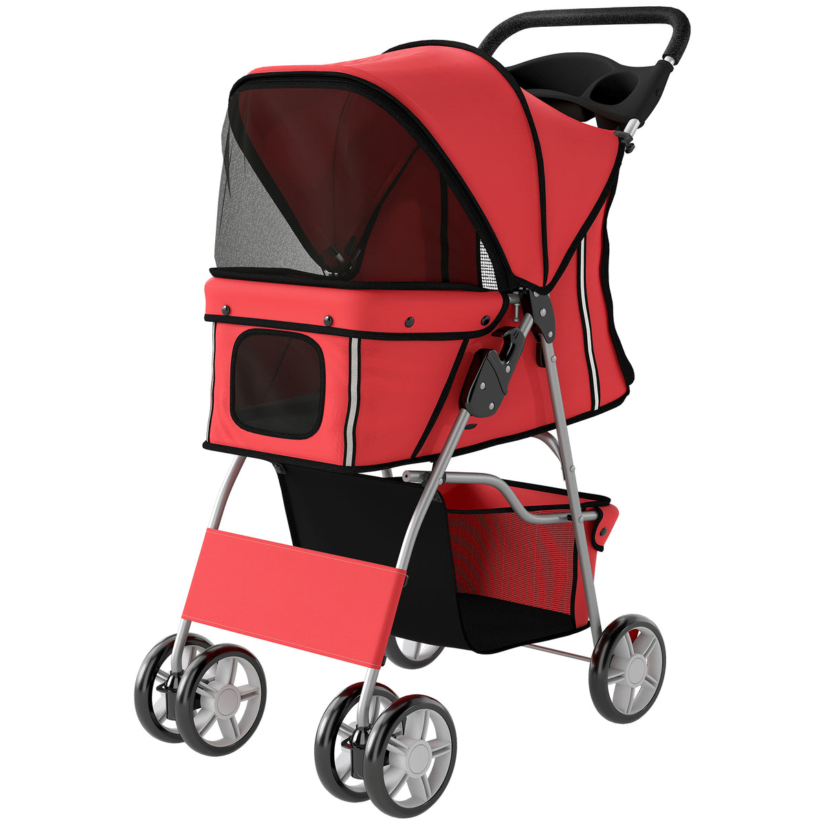 Foldable Pet Stroller for Small Dogs and Cats - Red 22lbs Capacity-Dogs-DECOROLALA