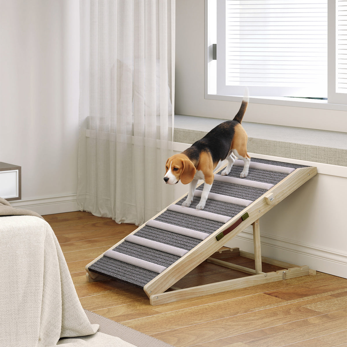 Foldable Pine Wood Dog Ramp - Adjustable Height Non-Slip Pet Ramp-Dogs-DECOROLALA