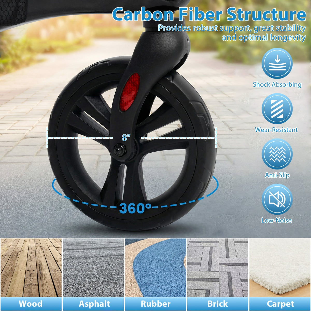 Foldable Rollator Rolling Walker with Seat for Seniors-Black-Walkers & Rollators-DECOROLALA