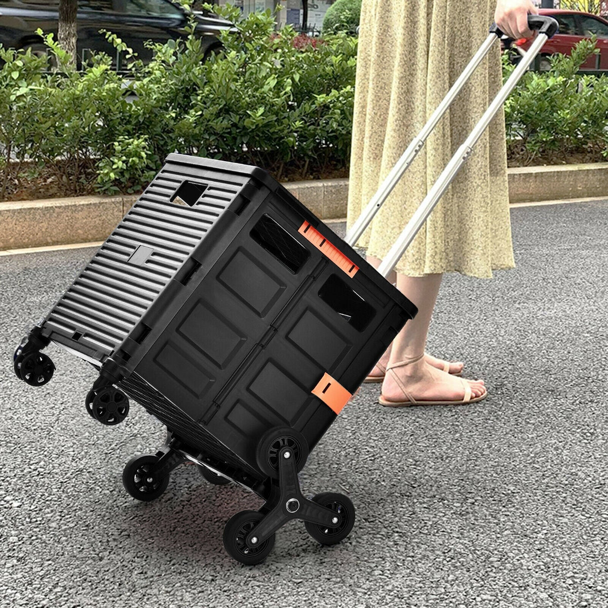 Foldable Utility Cart for Travel and Shopping-Black-Kitchen Tools-DECOROLALA