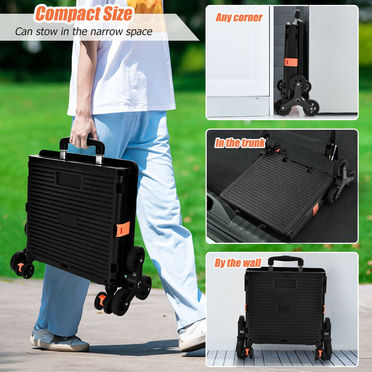 Foldable Utility Cart for Travel and Shopping-Black-Kitchen Tools-DECOROLALA
