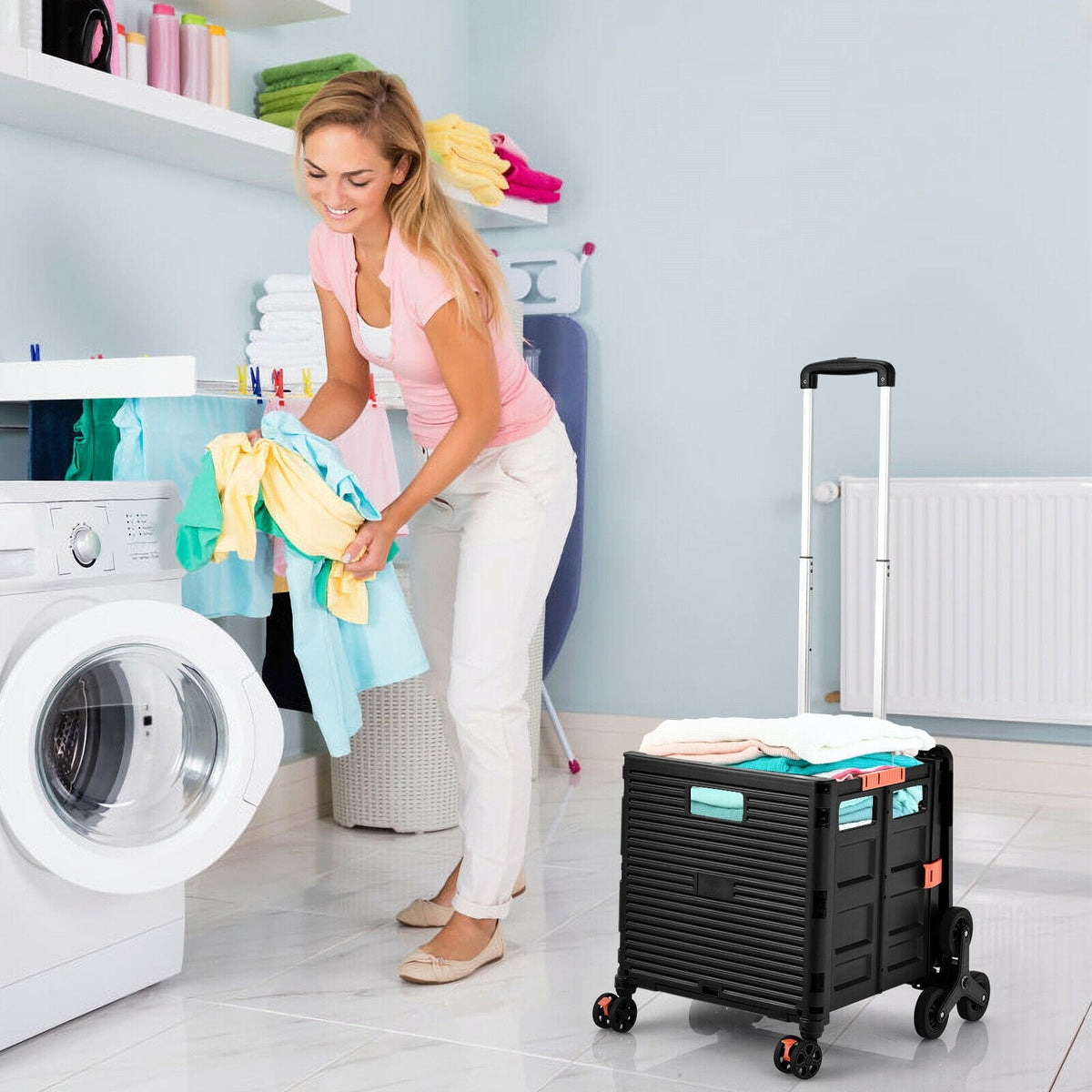 Foldable Utility Cart for Travel and Shopping-Black-Kitchen Tools-DECOROLALA