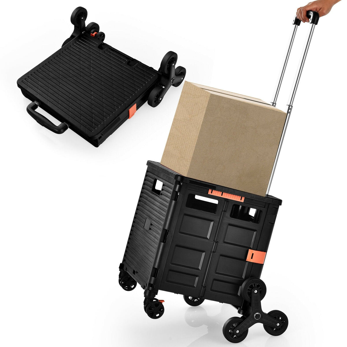 Foldable Utility Cart for Travel and Shopping-Black-Kitchen Tools-DECOROLALA