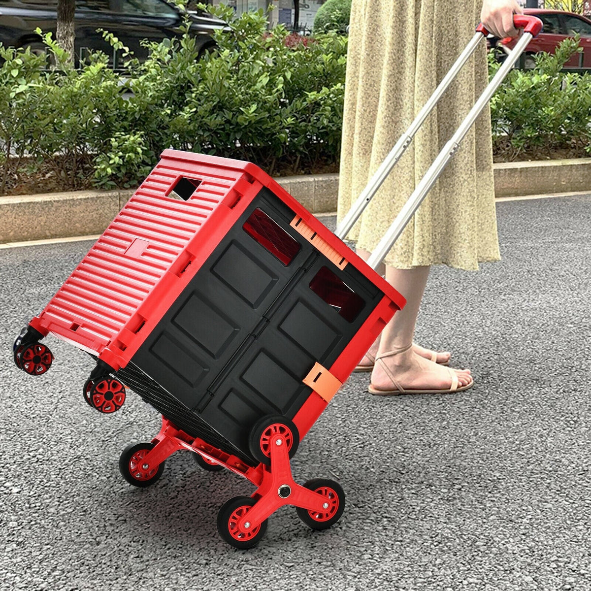 Foldable Utility Cart for Travel and Shopping-Red-Kitchen Tools-DECOROLALA
